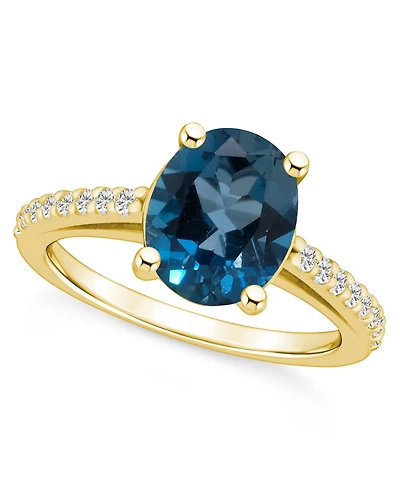 Macy's London Blue Topaz (3-5/8 ct. t.w.) and Diamond (1/4 Ring 14K Yellow Gold