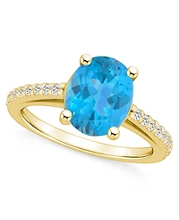 Macy's Blue Topaz (3-5/8 ct. t.w.) and Diamond (1/4 Ring 14K Yellow Gold