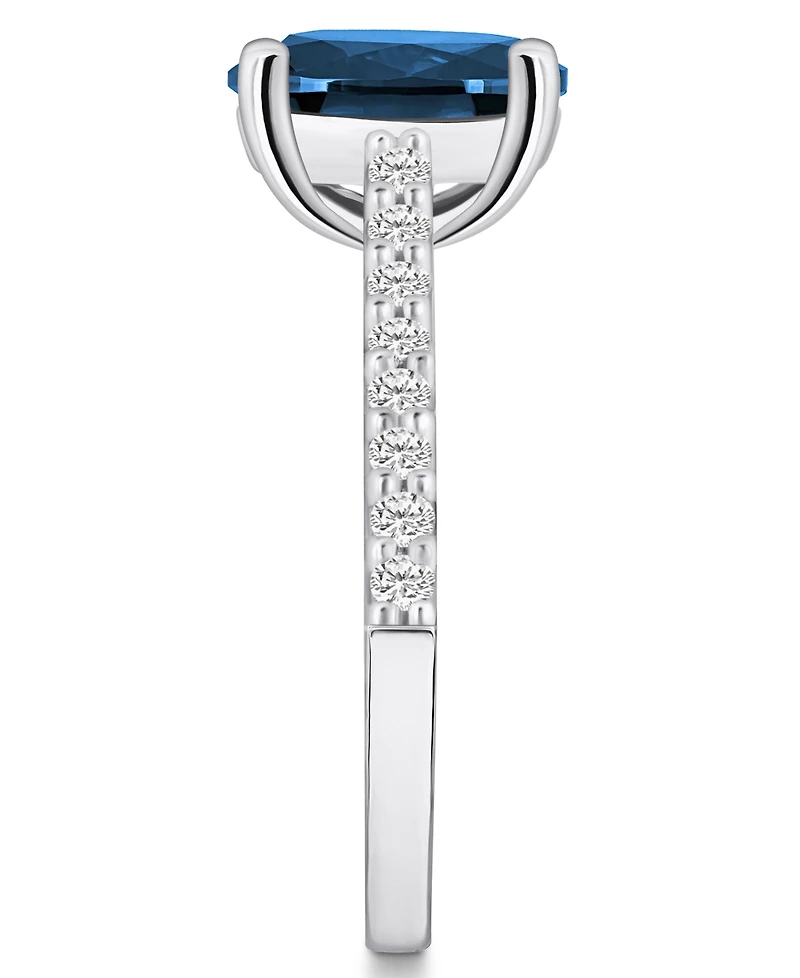 Macy's London Blue Topaz (3-5/8 ct. t.w.) and Diamond (1/4 Ring 14K White Gold