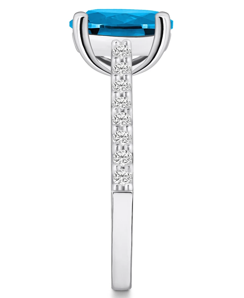 Macy's Blue Topaz (3-5/8 ct. t.w.) and Diamond (1/4 Ring 14K White Gold