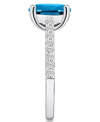 Macy's Blue Topaz (3-5/8 ct. t.w.) and Diamond (1/4 Ring 14K White Gold