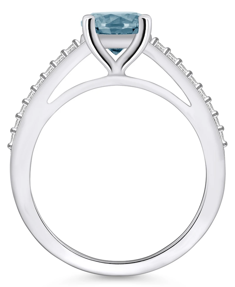 Macy's Aquamarine (1-1/4 ct. t.w.)and Diamond (1/6 t.w.) Ring 14K White Gold