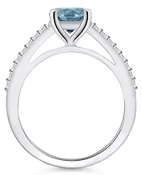 Macy's Aquamarine (1-1/4 ct. t.w.)and Diamond (1/6 t.w.) Ring 14K White Gold