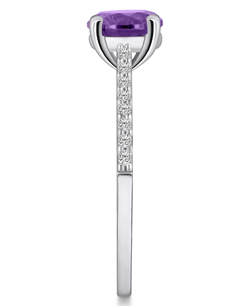 Macy's Amethyst (1-1/4 ct. t.w.) and Diamond (1/6 Ring 14K White Gold