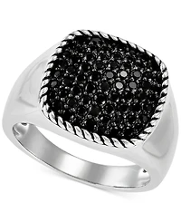 Men's Lab Created Black Spinel (1-1/2 ct.tw.) Band Ring in Sterling Silver