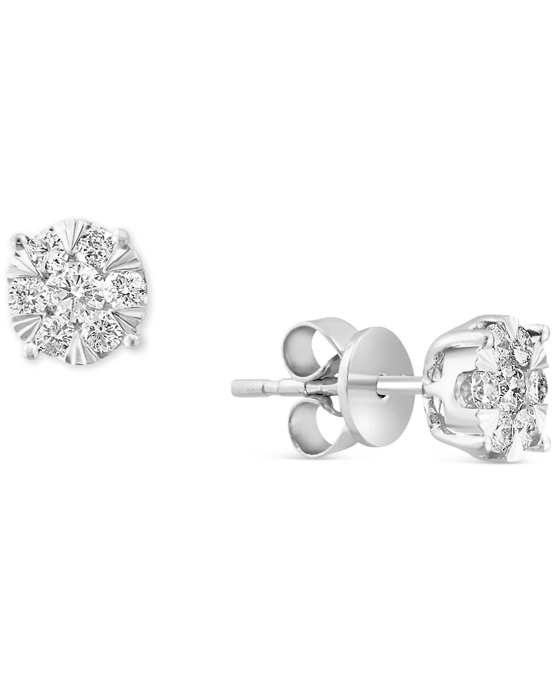 Effy Diamond Cluster Stud Earrings (1/2 ct. t.w.) in 14k White Gold