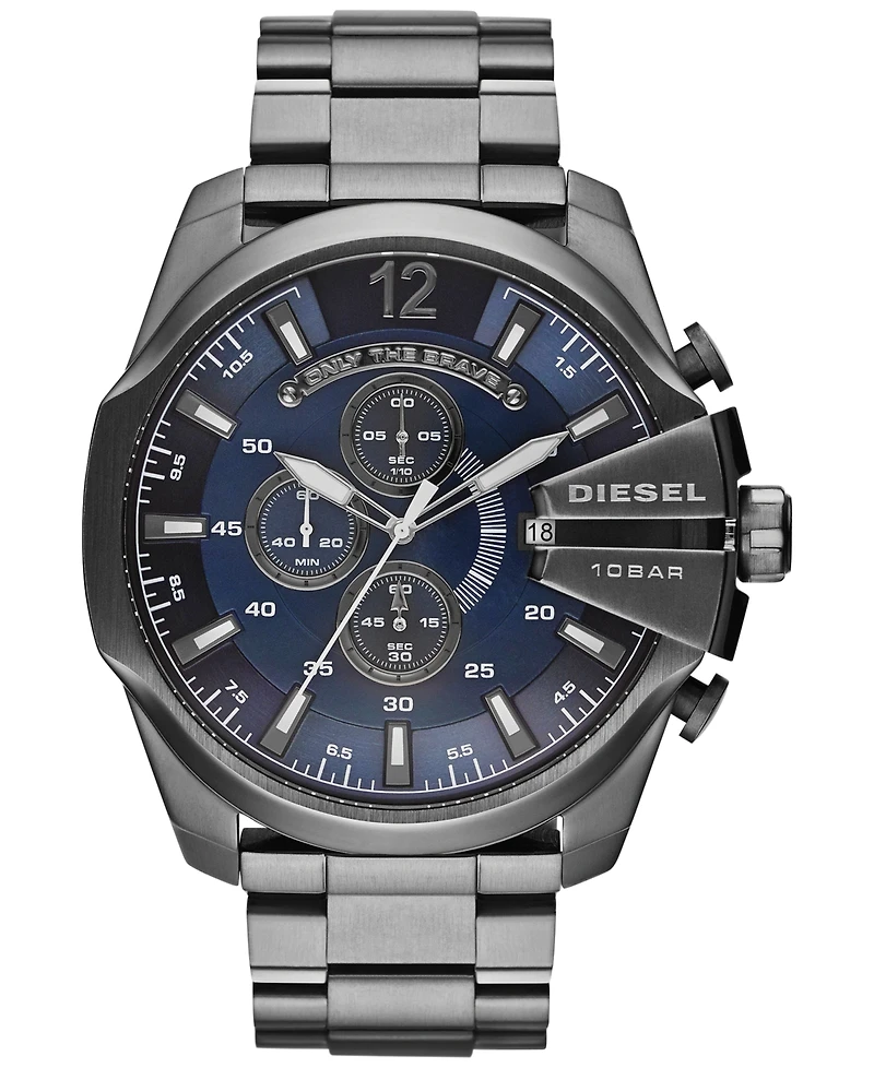Diesel Men's Chronograph Mega Chief Gunmetal Ion-Plated Stainless Steel Bracelet Watch 59x51mm DZ4329