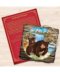 Designocracy Bear Cabin Wooden Christmas Ornament, Set of 2