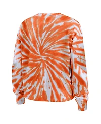Women's Wear by Erin Andrews Orange Clemson Tigers Tie-Dye Long Sleeve T-shirt