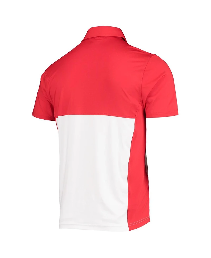 Men's Under Armour Red, White Texas Tech Red Raiders 2022 Blocked Coaches Performance Polo Shirt