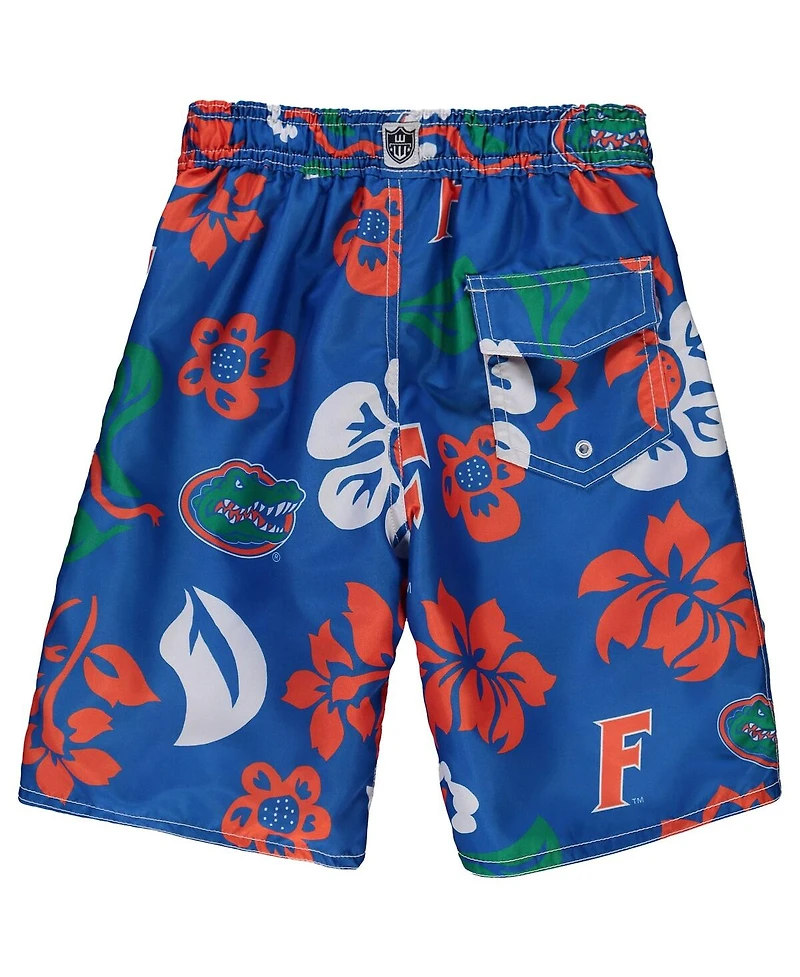 Little Boys Wes & Willy Royal Florida Gators Floral Volley Swim Shorts