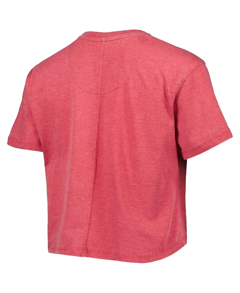 Women's Pressbox Crimson Oklahoma Sooners Edith Vintage-Like Burnout Crop T-shirt