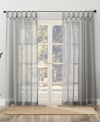 Amina Open Weave Indoor/Outdoor Sheer Tab Top Curtain Panel