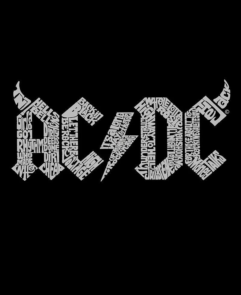 Men's Word Art Long Sleeve Acdc T-shirt