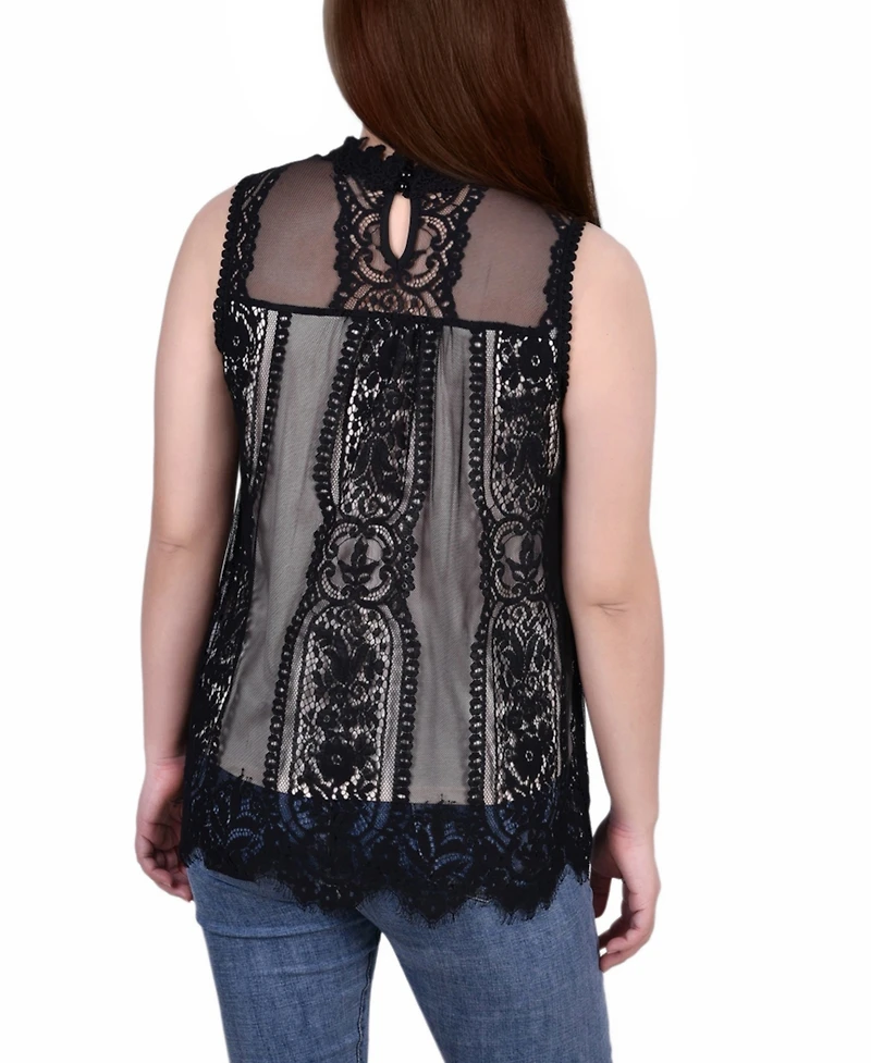 Ny Collection Mock-Neck Lace Top