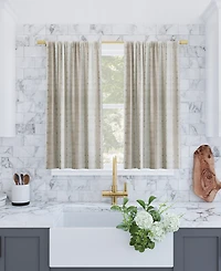 Slub Texture Stripe Cotton Cafe Curtain Pair