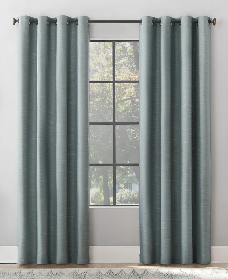Textured Linen Blend Total Blackout Grommet Top Curtain
