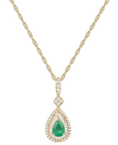 Sapphire (5/8 ct. t.w.) & Diamond (1/3 ct. t.w.) Teardrop Halo 18" Pendant Necklace in 14k Gold (Also in Ruby & Emerald)