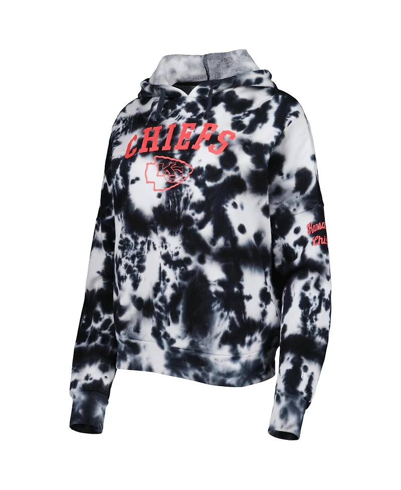 Women's New Era Black Kansas City Chiefs Cloud Dye Fleece Pullover Hoodie