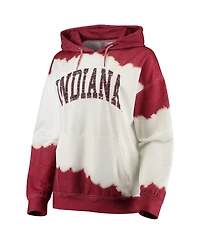 Women's Gameday Couture White, Crimson Indiana Hoosiers For the Fun Double Dip-Dyed Pullover Hoodie