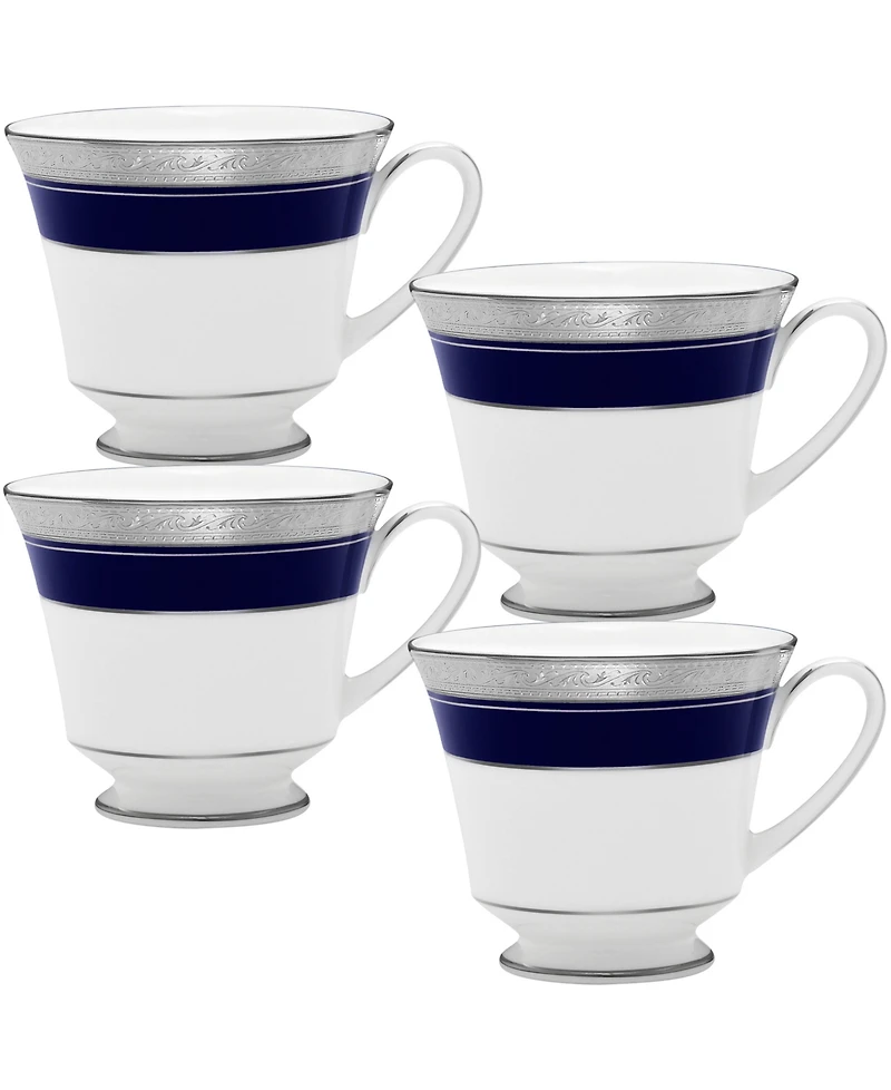 Noritake Crestwood Cobalt Platinum Set of 4 Cups, Service For 4