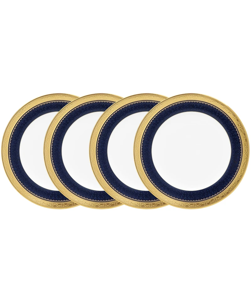 Noritake Odessa Cobalt Gold Set of 4 Bread Butter and Appetizer Plates, Service For 4