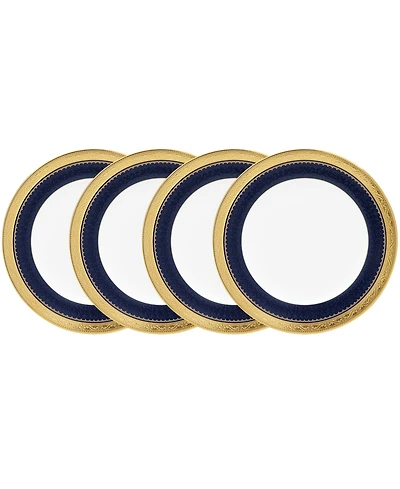 Noritake Odessa Cobalt Gold Set of 4 Bread Butter and Appetizer Plates, Service For 4