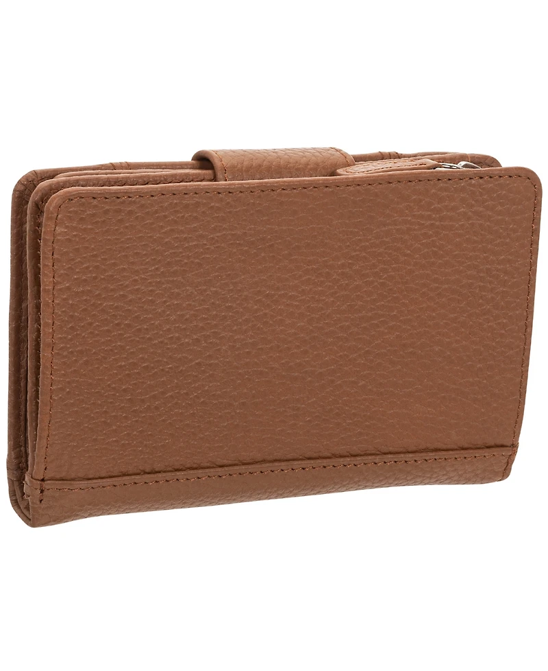 Mancini Women's Pebbled Collection Rfid Secure Clutch Wallet