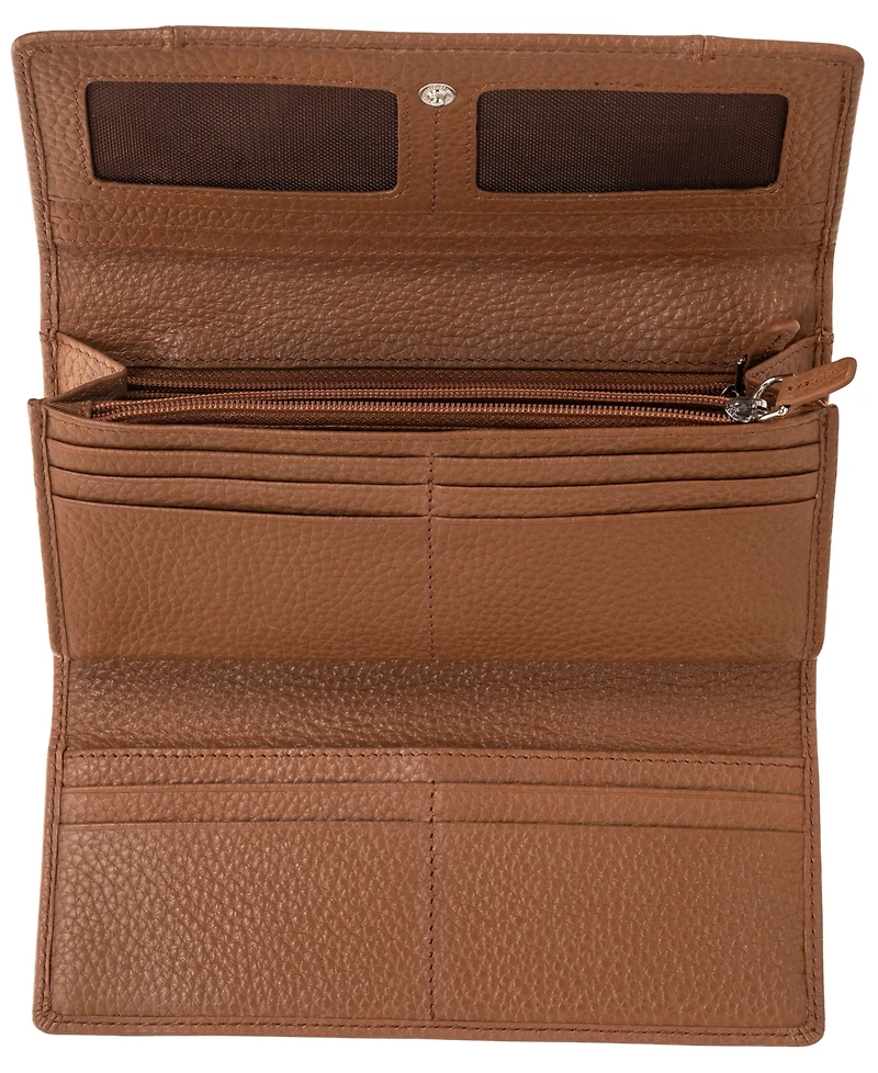 Mancini Women's Pebbled Collection Rfid Secure Trifold Wallet