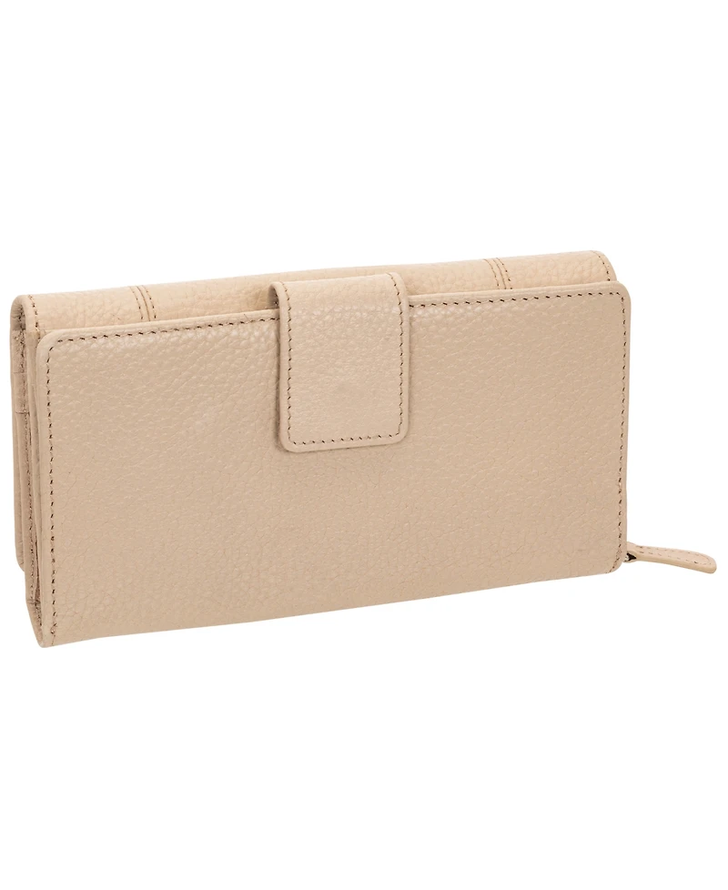 Mancini Women's Pebbled Collection Rfid Secure Mini Clutch Wallet