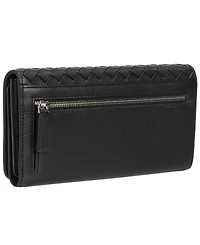 Mancini Women's Basket Weave Collection Rfid Secure Trifold Wallet