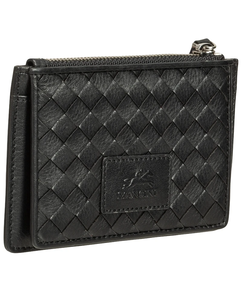 Mancini Women's Basket Weave Collection Rfid Secure Card Case and Coin Pocket