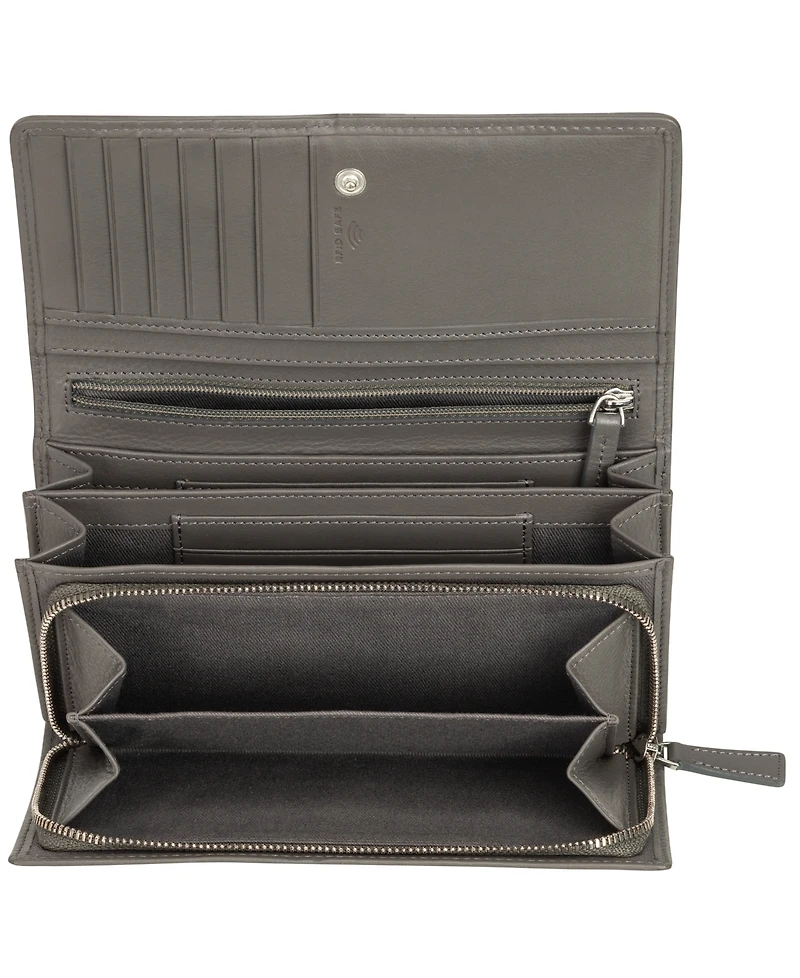 Mancini Women's Basket Weave Collection Rfid Secure Clutch Wallet