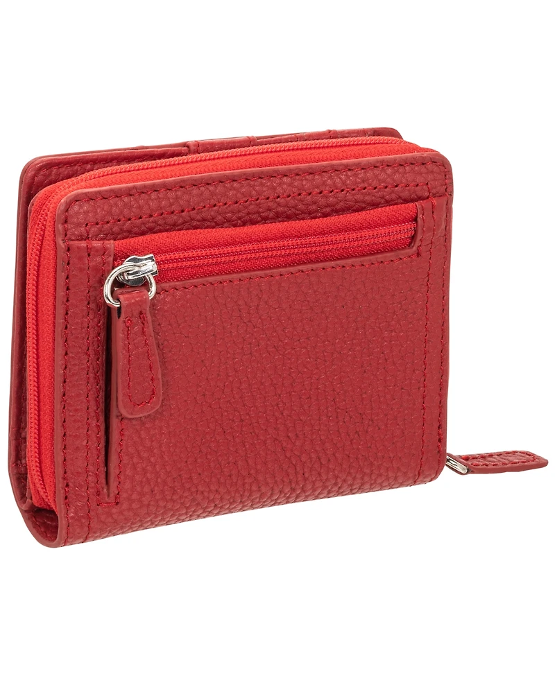 Mancini Women's Pebbled Collection Rfid Secure Mini Clutch Wallet