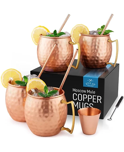 Zulay Kitchen Copper Mugs Moscow Mule Set Of 4 - 16oz