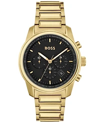 Hugo Boss Men's Trace Ionic Thin Gold-Tone 1 Steel Bracelet Watch, 44mm