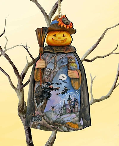 Designocracy Christmas Pumpkin Holiday Ornaments, Set of 2
