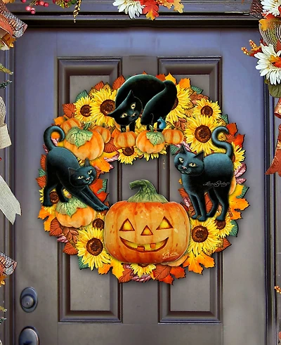Designocracy Cats Holiday Door Wreath