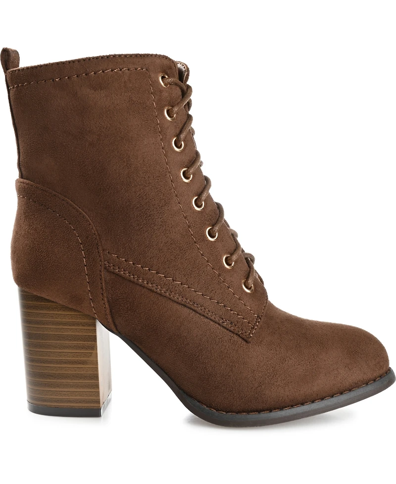 Journee Collection Women's Baylor Lace Up Stacked Heel Booties
