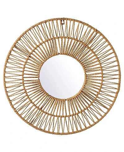 Decorative Woven Paper Rope Round Shape Modern Hanging Wall Mirror