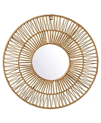 Decorative Woven Paper Rope Round Shape Modern Hanging Wall Mirror