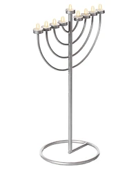 Modern 9 Branch Lighting Thin Pipe Hanukkah Menorah, Small