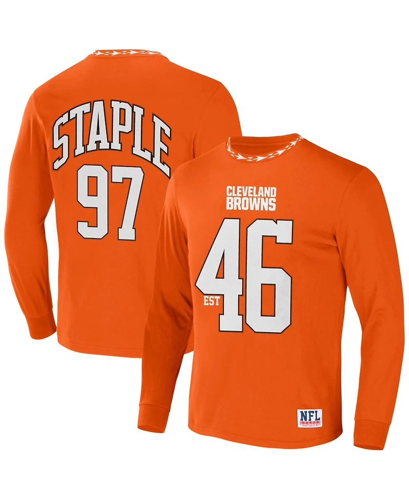 Men's Nfl X Staple Orange Cleveland Browns Core Long Sleeve Jersey Style T-shirt
