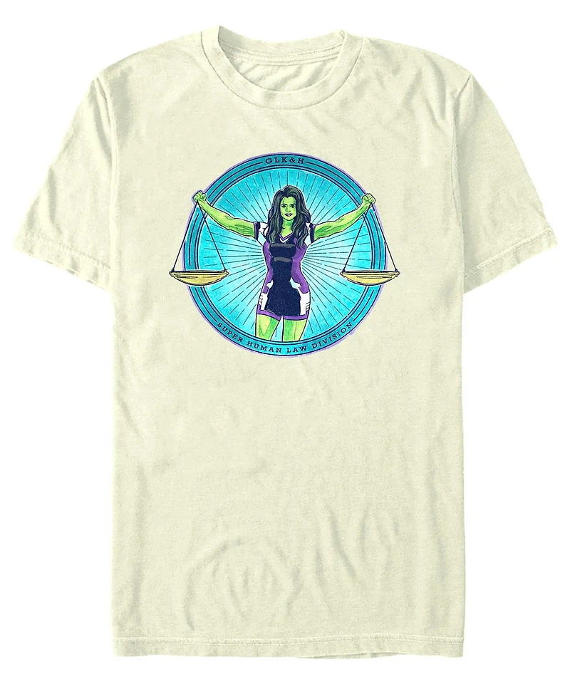 Fifth Sun Men's She Hulk Super Human Law Division Badge Short Sleeve T-shirt