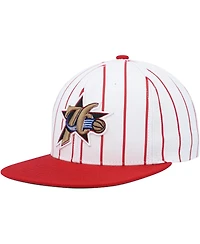 Men's Mitchell & Ness White Philadelphia 76ers Hardwood Classics Pinstripe Snapback Hat