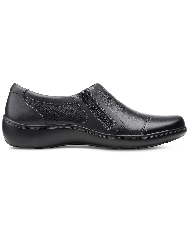Clarks Women's Cora Giny Cushioned Zip Loafer Flats