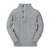 Hope & Henry Baby Boys Organic Mock Neck Cable Sweater with Buttons