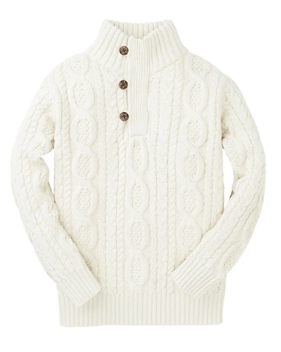 Hope & Henry Baby Boys Organic Mock Neck Cable Sweater with Buttons