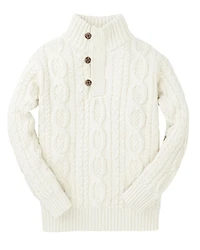 Hope & Henry Baby Boys Organic Mock Neck Cable Sweater with Buttons