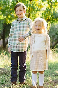 Hope & Henry Girls Organic Cotton Houndstooth Pull-On Sweater Skirt